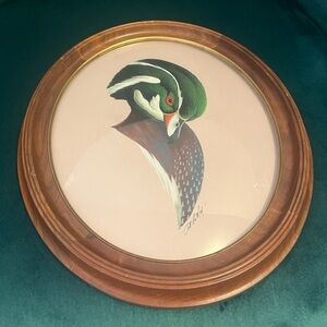 Art LaMay Wooden Oval Framed Duck Portrait Signed